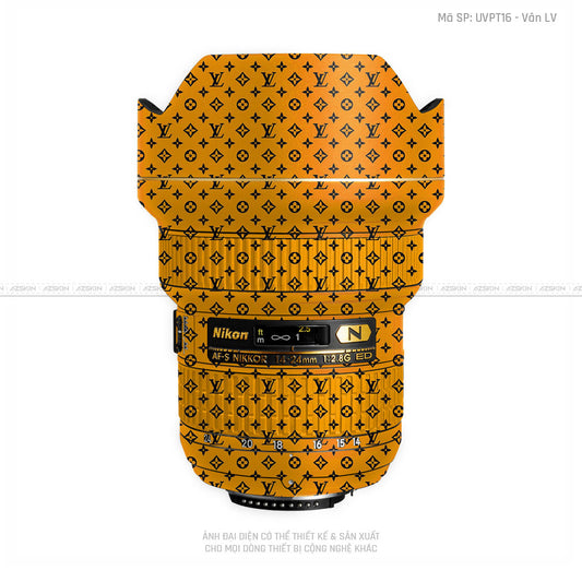 Dán Skin Ống Kính Nikon Vân Pattern LV Vàng Đen | UVPT16