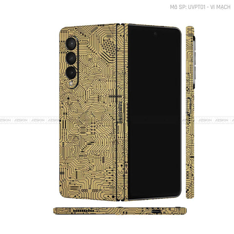Skin Galaxy Z Fold4 Vân Vi Mạch Vàng Đồng | UVPT01