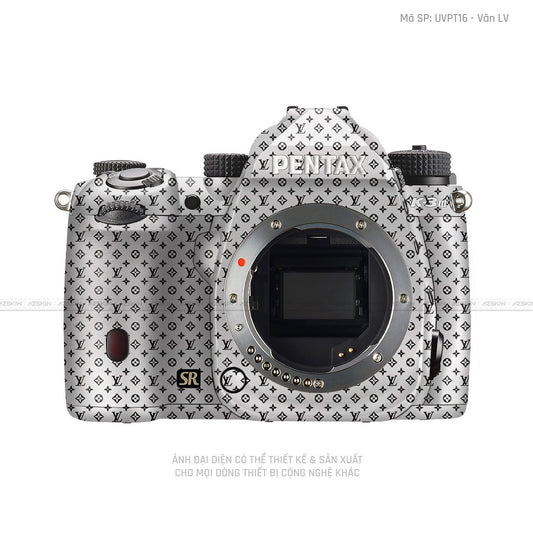 Dán Skin Máy Ảnh Pentax Vân Nổi Pattern LV Trắng | UVPT16