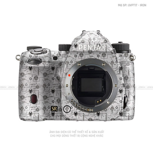 Dán Skin Máy Ảnh Pentax Vân Nổi Pattern Ironman Trắng | UVPT17