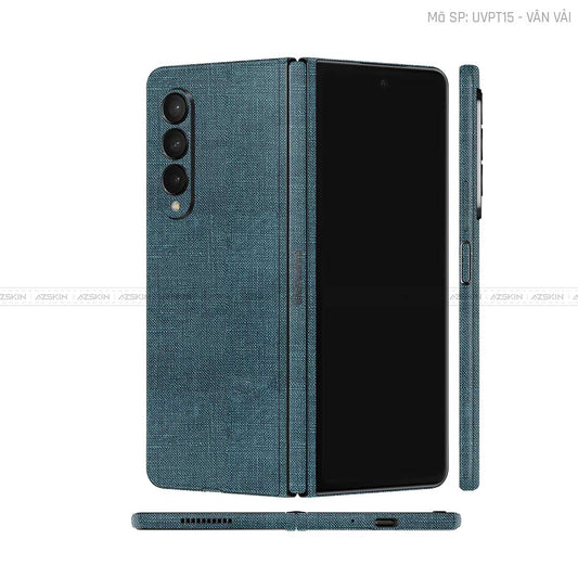 Dán Skin Galaxy Z Fold3 Vân Vải Xanh Cổ Vịt | UVPT15