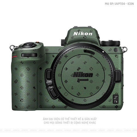 Dán Skin Máy Ảnh Nikon Vân Nổi Pattern Icon Xanh | UVPT04
