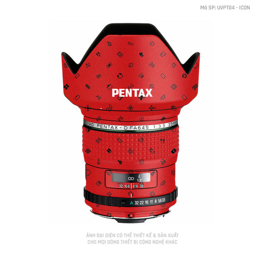 Dán Skin Ống Kính Pentax Vân Nổi Pattern ICon Đỏ | UVPT04