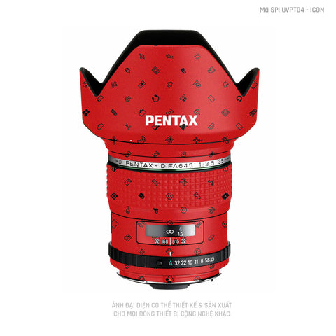 Dán Skin Ống Kính Pentax Vân Nổi Pattern ICon Đỏ | UVPT04