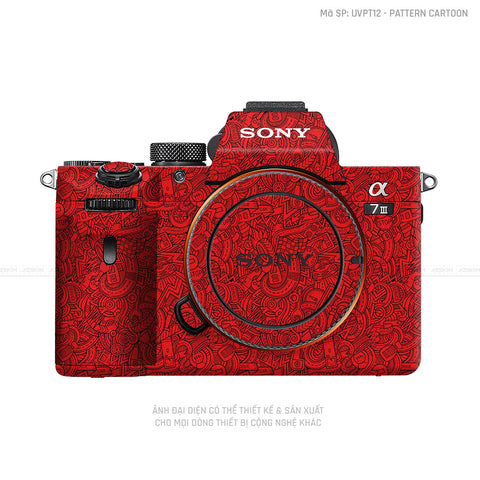 Dán Skin Máy Ảnh Sony Vân Pattern Cartoon Đỏ | UVPT12