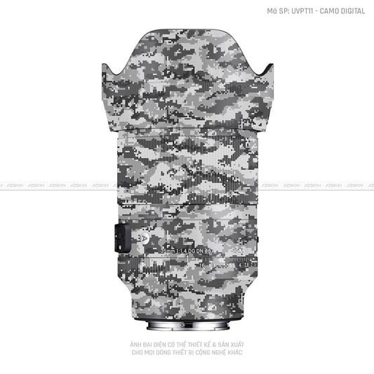 Dán Skin Ống Kính Sigma Vân Nổi Camo Digital Xám | UVPT11