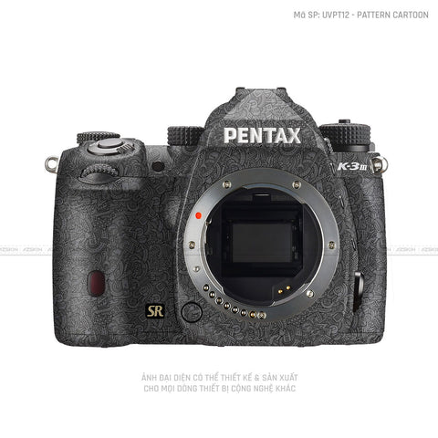 Dán Skin Máy Ảnh Pentax Vân Nổi Pattern Cartoon Xám | UVPT12