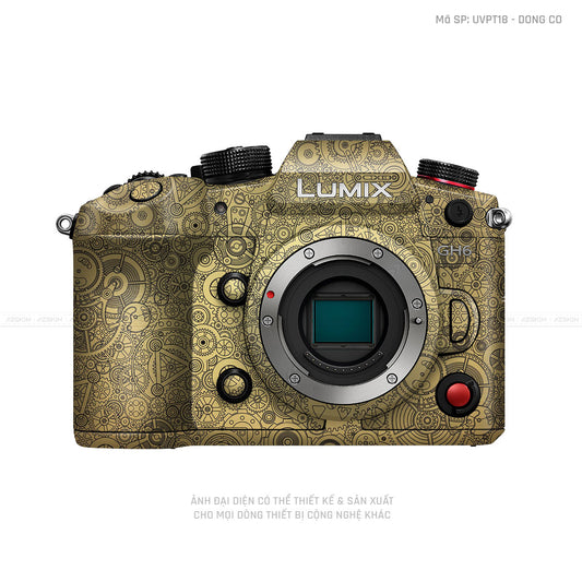 Dán Skin Máy Ảnh Lumix Vân Nổi Pattern Động Cơ Vàng Đồng | UVPT18