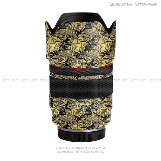 Dán Skin Ống Kính Canon Vân Nổi Pattern Wave Vàng Đồng | UVPT09