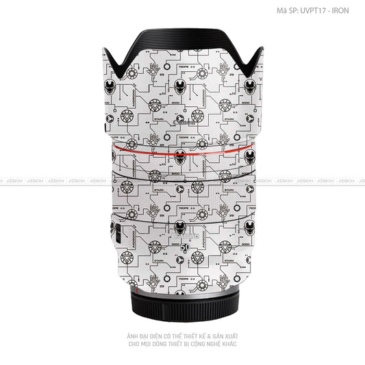 Dán Skin Ống Kính Canon Vân Nổi Pattern IRonman Trắng | UVPT17