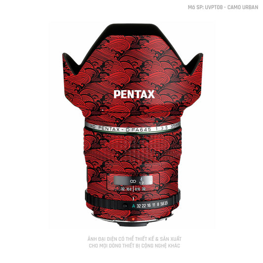 Dán Skin Ống Kính Pentax Pattern Wave Đỏ | UVPT09