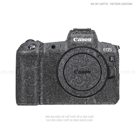 Dán Skin Máy Ảnh Canon Vân Nổi Pattern Cartoon Xám | UVPT12