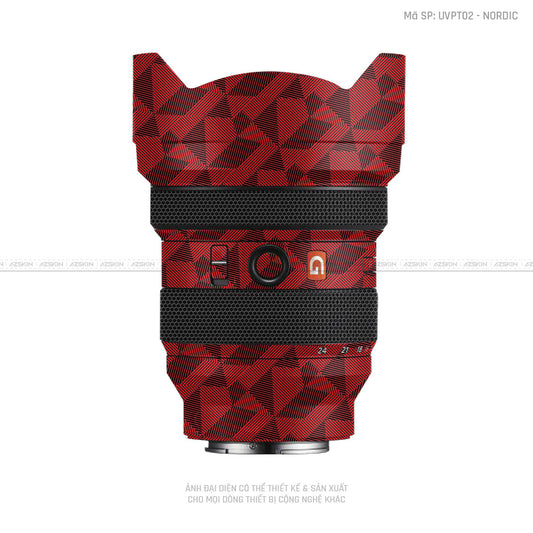 Dán Skin Ống Kính Sony Vân Nổi Nordic Đỏ | UVPT02