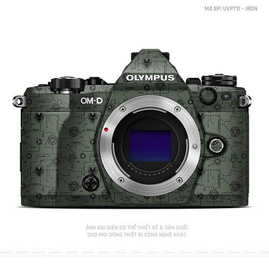 Dán Skin Máy Ảnh Olympus Vân Pattern IRonman Xanh | UVPT17