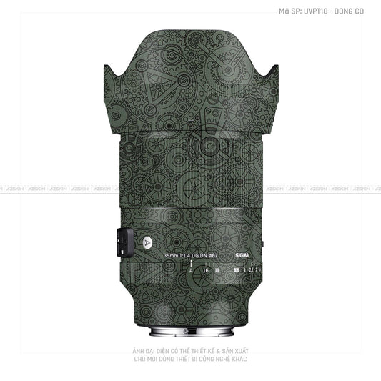 Dán Skin Ống Kính Sigma Vân Nổi Động Cơ Xanh | UVPT18