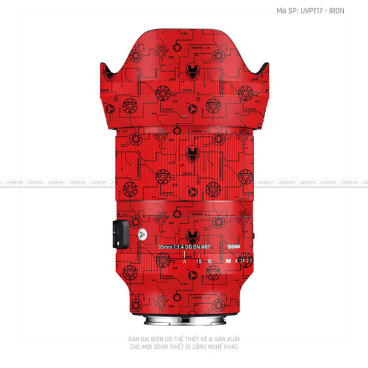 Dán Skin Ống Kính Sigma Vân Nổi Pattern Ironman Đỏ | UVPT17