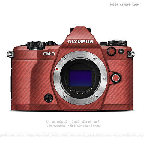 Dán Skin Máy Ảnh Olympus Vân Nổi Carbon Đỏ | AZFILM - CA04
