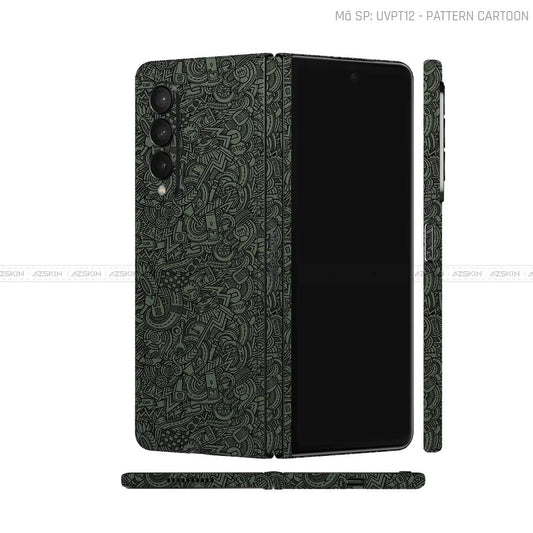 Dán Skin Galaxy Z Fold4 Vân Pattern Cartoon Xanh | UVPT12