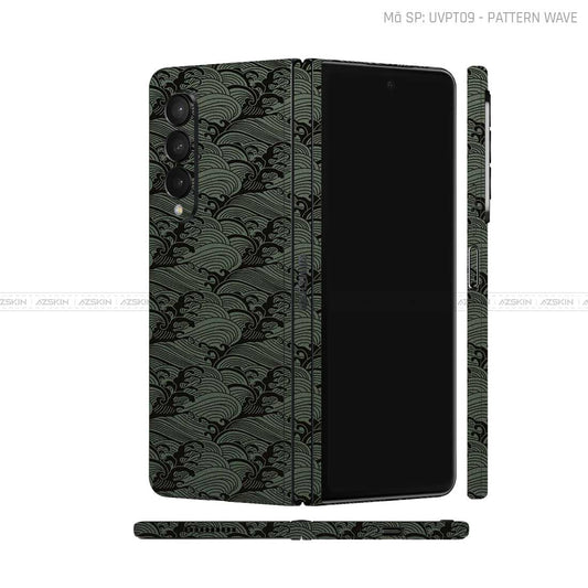 Dán Skin Galaxy Z Fold4 Vân Nổi Pattern Wave Xanh | UVPT09