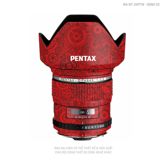 Dán Skin Ống Kính Pentax Vân Động Cơ Đỏ | UVPT18