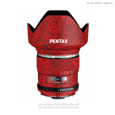 Dán Skin Ống Kính Pentax Vân Động Cơ Đỏ | UVPT18