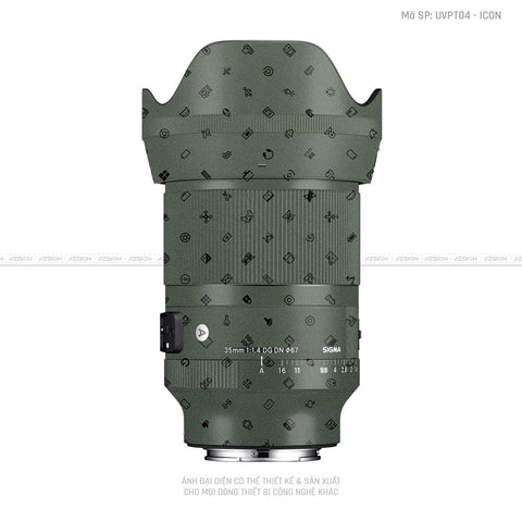 Dán Skin Ống Kính Sigma Vân Nổi Pattern Icon Xanh | UVPT04