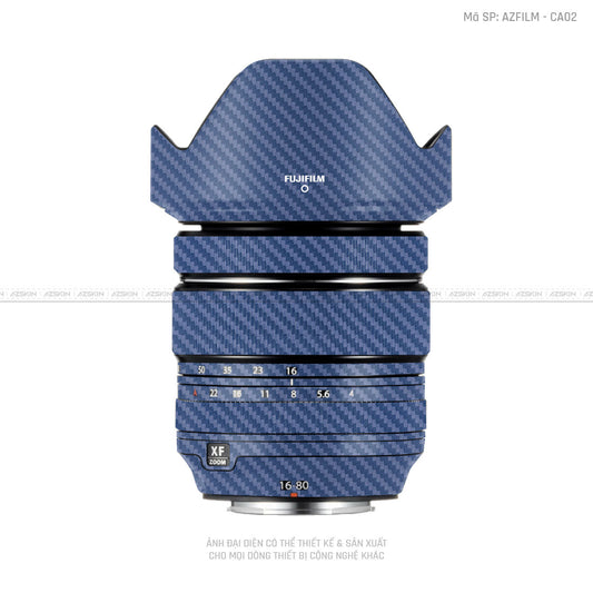 Dán Skin Ống Kính Fujifilm Vân Carbon Xanh | CA02