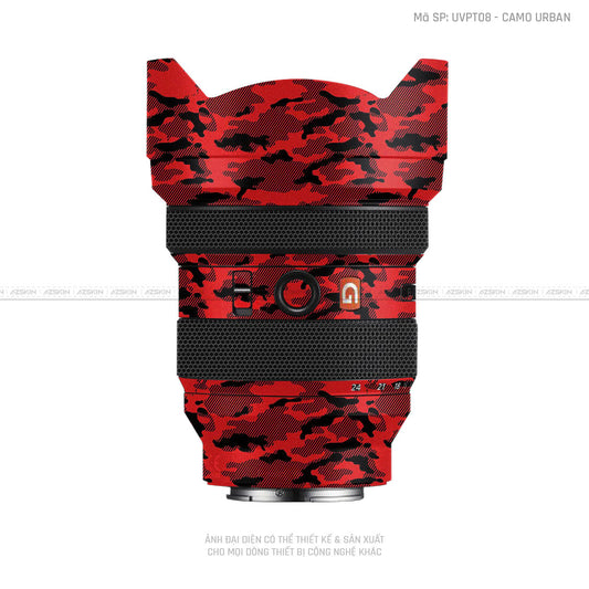 Dán Skin Ống Kính Sony Vân Nổi Camo Urban Đỏ | UVPT08