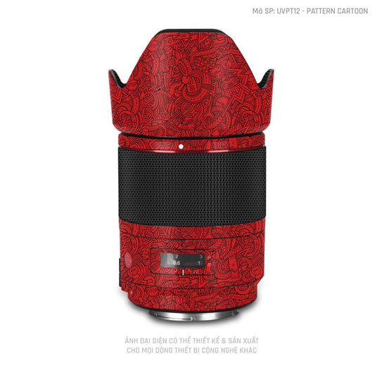 Dán Skin Ống Kính Máy Ảnh Vân Pattern Cartoon Đỏ | UVPT12