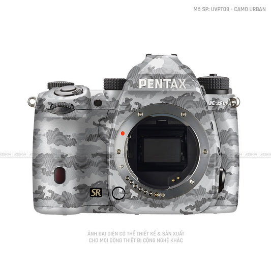 Dán Skin Máy Ảnh Pentax Vân Nổi Camo Urban Trắng | UVPT08