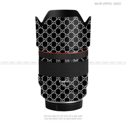 Dán Skin Ống Kính Canon Vân Nổi Pattern Gucci Đen Trắng | UVPT03