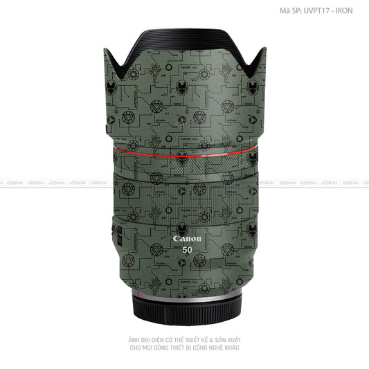 Dán Skin Ống Kính Canon Vân Nổi Pattern IRonman Xanh Midnight | UVPT17
