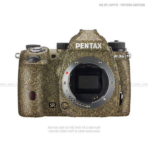 Dán Skin Máy Ảnh Pentax Vân Nổi Pattern Cartoon Vàng Đồng | UVPT12