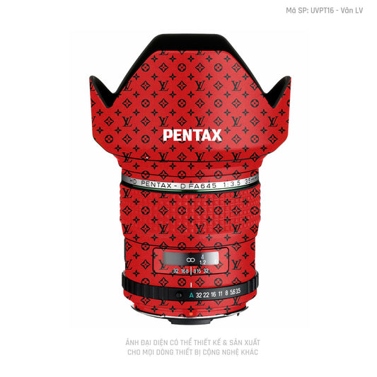 Dán Skin Ống Kính Pentax Vân Nổi Pattern LV Đỏ | UVPT16