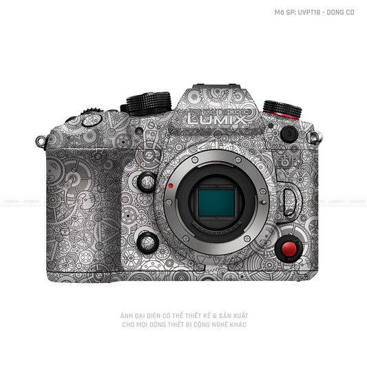 Dán Skin Máy Ảnh Lumix Vân Nổi Pattern Động Cơ Trắng | UVPT18