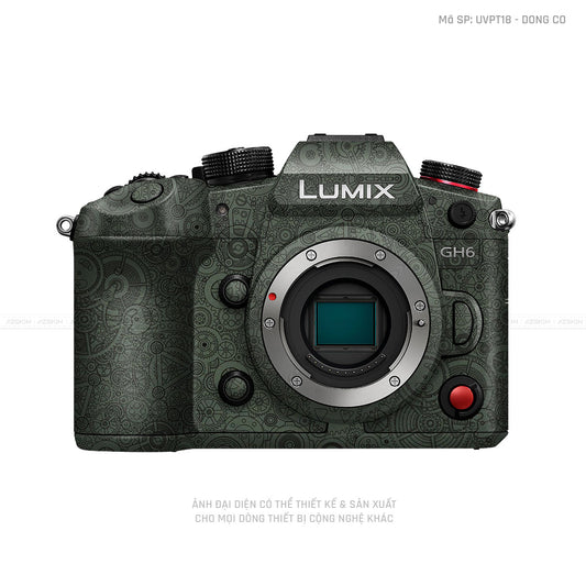 Dán Skin Máy Ảnh Lumix Vân Nổi Pattern Động Cơ Xanh | UVPT18