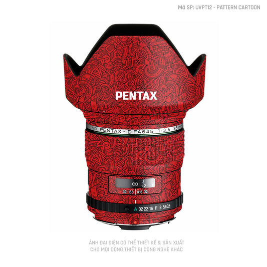 Dán Skin Ống Kính Pentax Pattern Cartoon Đỏ | UVPT12