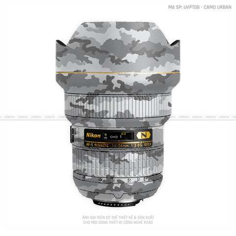 Dán Skin Ống Kính Nikon Vân Nổi Camo Urban Trắng | UVPT08