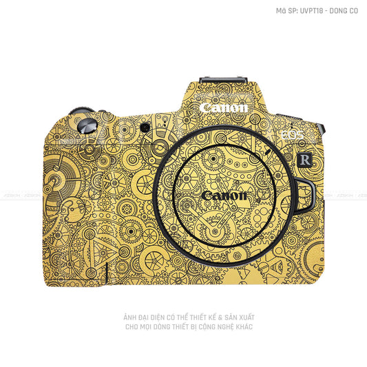 Dán Skin Máy Ảnh Canon Vân Nổi Pattern Động Cơ Vàng Gold | UVPT18