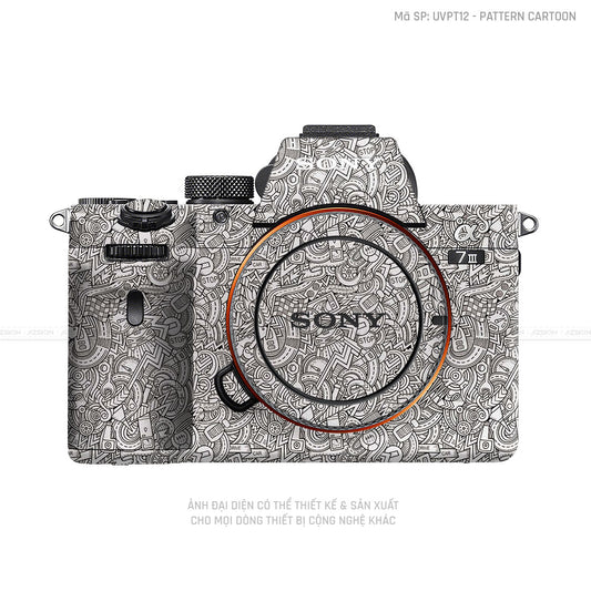 Dán Skin Máy Ảnh Sony Vân Pattern Cartoon Trắng | UVPT12