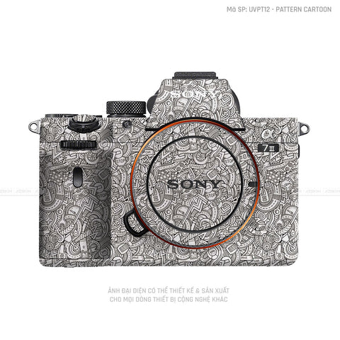 Dán Skin Máy Ảnh Sony Vân Pattern Cartoon Trắng | UVPT12