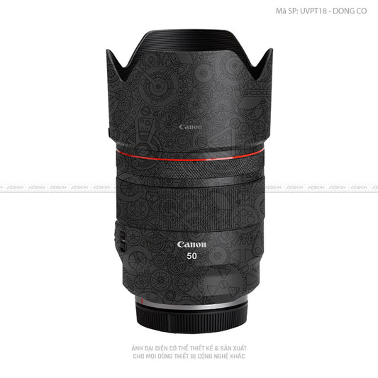 Dán Skin Ống Kính Canon Vân Nổi Động Cơ Đen | UVPT18