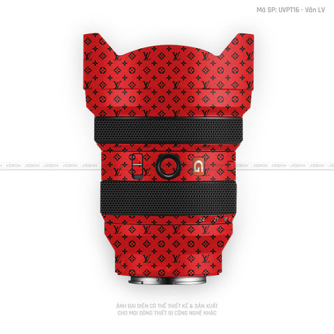 Dán Skin Ống Kính Sony Vân Nổi Pattern LV Đỏ Đen | UVPT16