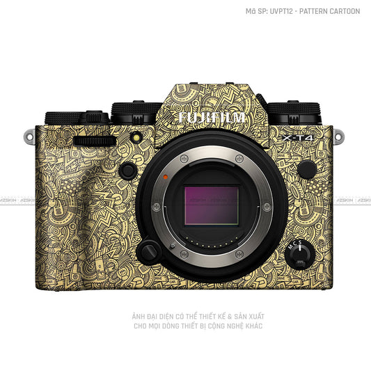 Dán Skin Máy Ảnh Fujifilm Vân Nổi Pattern Cartoon Vàng Gold | UVPT12