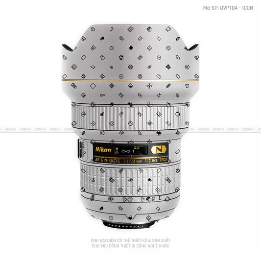 Dán Skin Ống Kính Nikon Vân Nổi Pattern ICon Trắng | UVPT04