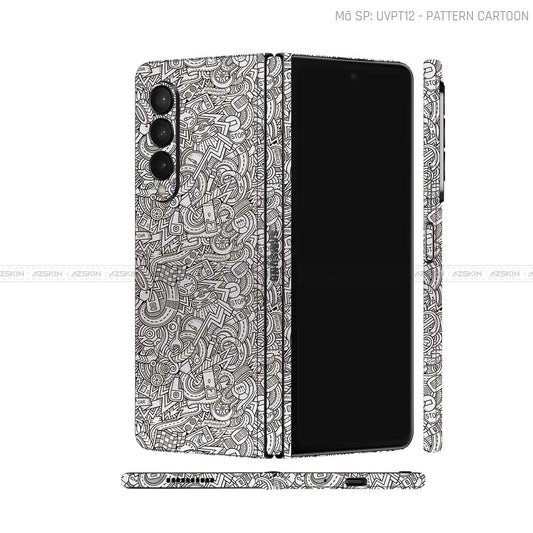 Dán Skin Galaxy Z Fold4 Vân Pattern Cartoon Trắng | UVPT12