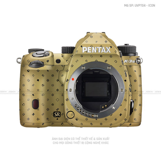 Dán Skin Máy Ảnh Pentax Vân Nổi Pattern Icon Vàng Gold | UVPT04