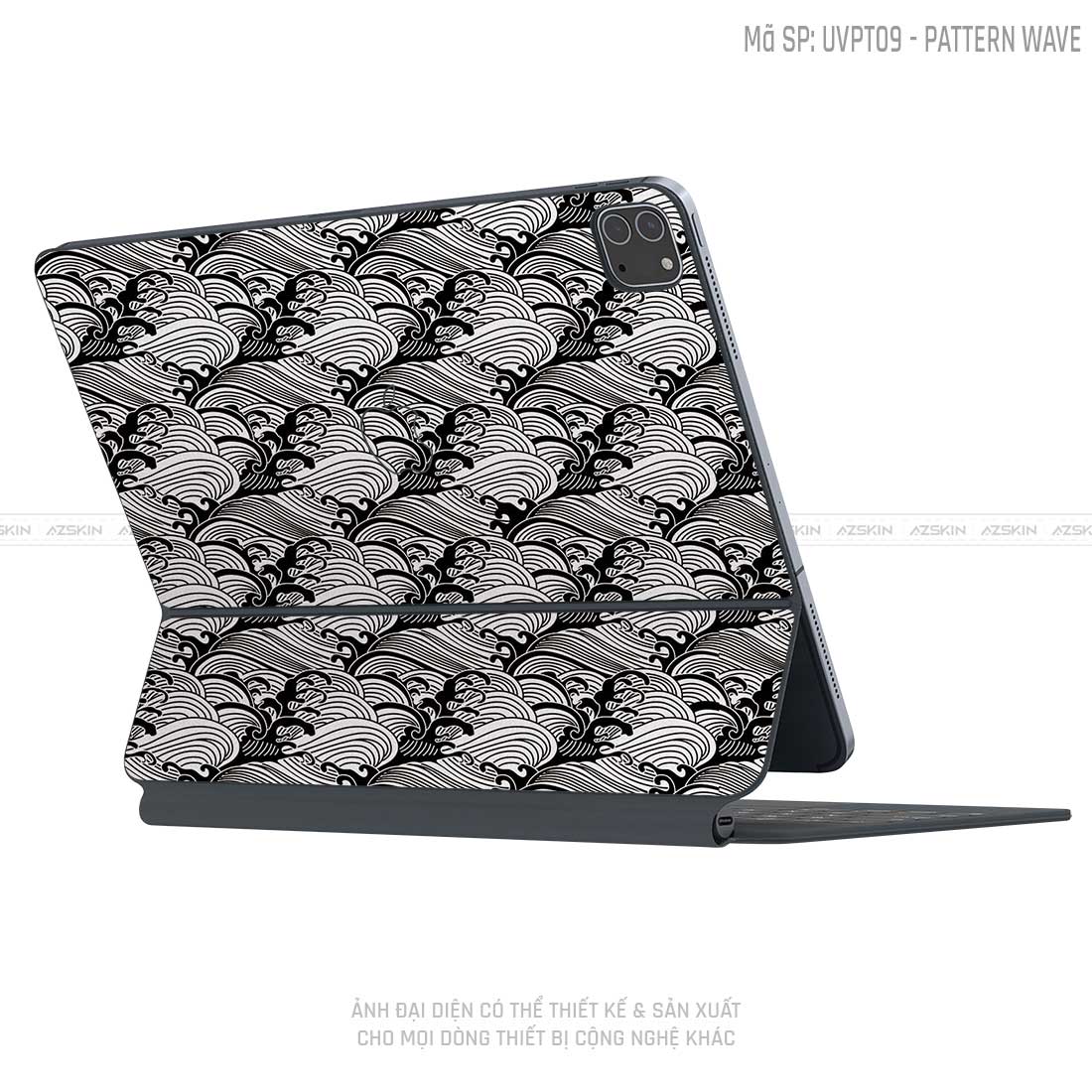 Dán Skin Magic Keyboard Vân Pattern Wave Trắng | UVPT09