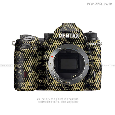 Dán Skin Máy Ảnh Pentax Vân Nổi Mamba Vàng | UVPT05