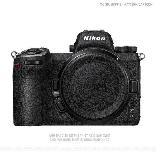 Dán Skin Máy Ảnh Nikon Vân Nổi Pattern Cartoon Đen | UVPT12